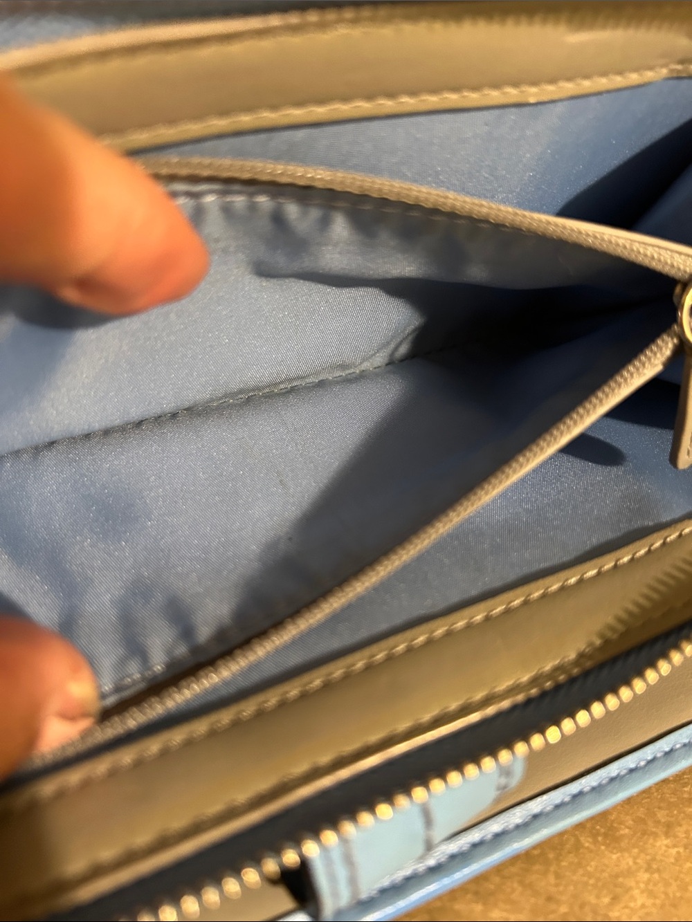 Coach Perforated Leather Zip Around Light Blue Wallet - Picture 10 of 11